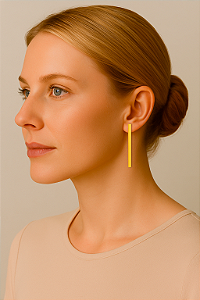 Brinco Barra Única Feminino Banhado em Ouro 18K