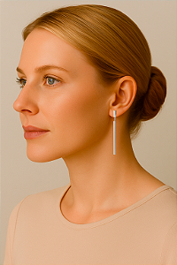 Brinco Barra Única Articulado – Elegância que Alonga o Rosto