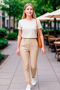 Calça Skinny Feminina em Linho com Cintura Alta