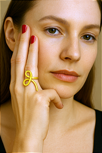 Anel Laço Feminino Ajustável Banhado em Ouro 18K