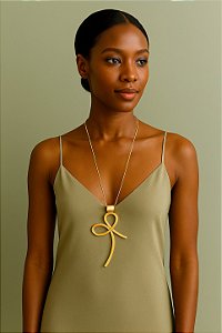 Colar Laço Feminino Ajustável Banhado em Ouro 18K
