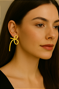 Brinco Laço Feminino Banhado em Ouro 18K