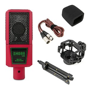 Microfone condensador BM800 Audio BM-X1A c/ tripé cabo