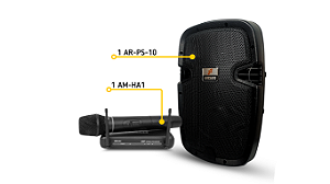 Kit Arcano 1 Caixa ativa AR-PS-10 + 1 Microfone sem fio AM-HA1