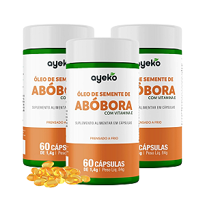 KIT 3 Óleo de Semente de Abóbora C/ Vitamina E Prensado a Frio 60caps