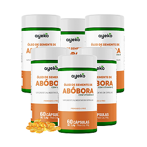 KIT 6 Óleo de Semente de Abóbora C/ vit E Prensado a Frio 60caps Ayeko