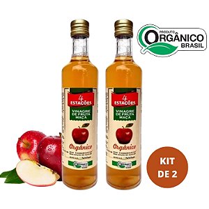 KIT 2 Vinagre 100% Organico de Maçã 500ml Acidez 4,2% - 4 ESTAÇÕES