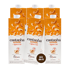 Kit 6 Leite Vegetal Castanha Assada + Água 1L - Cajueiro