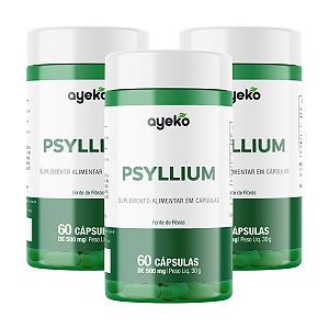 3X Psyllium 60 Cápsulas 500mg Fonte De Fibras - Ayeko
