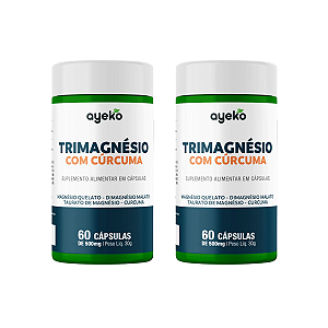 2X Três Magnesios c/ Curcuma (Quelato, Malato, Taurato) 60caps - Ayeko