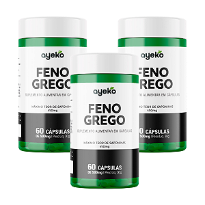 3X Feno Grego 450mg/porção Alto Teor de Saponinas 60cáps - Ayeko