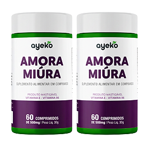 2X Amora Miúra 500mg + Magnésio E Vitaminas 60 Comprimidos Mastigáveis Ayeko