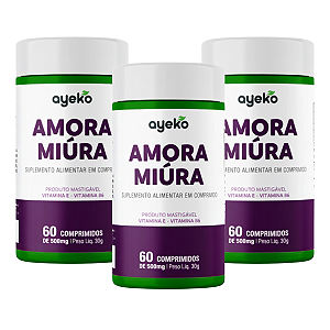 3X Amora Miúra 500mg + Magnésio E Vitaminas 60 Comprimidos Mastigáveis Ayeko