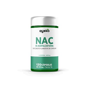 Nac N-acetilcisteína 600mg Alta Concentração Em 1 Capsula - 120 Capsulas Ayeko