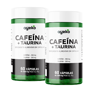 2X Termogênico Cafeína Com Taurina 200mg Rende 60 Doses - Ayeko