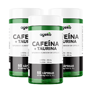 3X Termogênico Cafeína Com Taurina 200mg Rende 60 Doses - Ayeko
