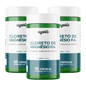 3X Cloreto de Magnésio P.A 140mg 60 Cápsulas - Ayeko