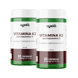 2X Vitamina K2 (MK-7) Menaquinona-7 149mcg 60 Cápsulas - Ayeko