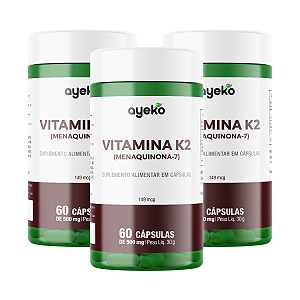 3X Vitamina K2 (MK-7) Menaquinona-7 149mcg 60 Cápsulas - Ayeko