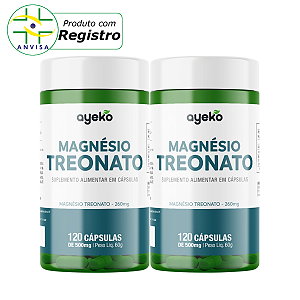 2X Magnésio Treonato Fórmula com Máxima Concentração e Biodisponibilidade - 240 Cápsulas - Ayeko