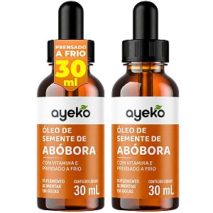 Kit 2x Óleo De Semente De Abóbora + Vitamina E 30ml Gotas Puro Prensado a Frio - Ayeko