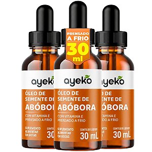 Kit 3x Óleo De Semente De Abóbora + Vitamina E 30ml Gotas Puro Prensado A Frio - Ayeko
