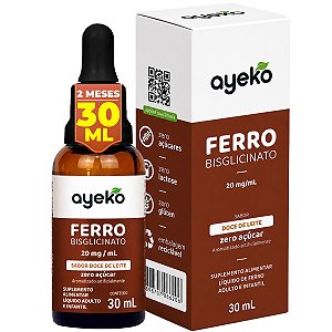 Ferro Quelato Bisglicinato Gotas 30ml Sabor Doce De Leite - Ayeko