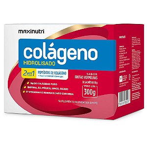 Colágeno Hidrolisado 2em1 Sachê Frutas Vermelhas 30x10g - Maxinutri
