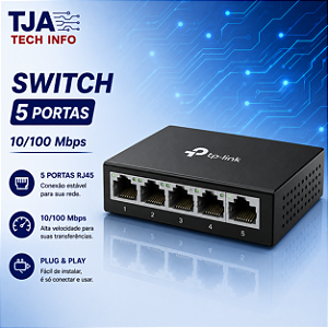 Switch 5 Portas 10/100 Mbps | Hub RJ45 Ethernet Rede LAN