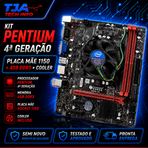 Kit Pentium 4ª Geração Socket 1150 Placa Mãe Cooler 4GB DDR3 Completo