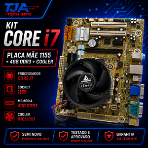 Kit Core i7 Placa Mãe 1155 4GB DDR3 Cooler Semi Novo testado