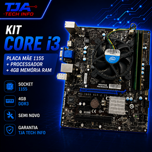 Kit Core i3 4GB DDR3 Placa Mãe 1155 Cooler Semi Novo 💻
