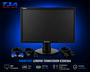 Monitor 20” Wide LCD Semi Novo | VGA + Energia | HP Lenovo Samsung Positivo
