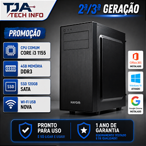 Computador Core i3 2ª/3ª Geração 4GB DDR3 SSD 120GB Wi-Fi Windows 10 Ativado