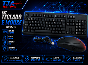 Kit Teclado e Mouse USB ABNT2 Com Fio Perfil Baixo Semi Novo
