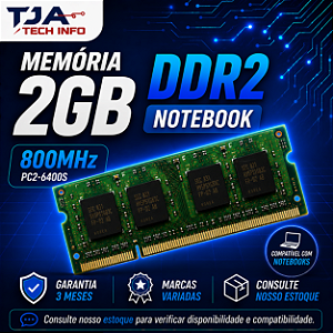 Memória Notebook DDR2 2GB 800MHz PC2-6400 SO-DIMM