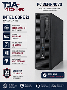 CPU Intel Core i3 4GB DDR3 HD 500GB Semi-Nova Pronta para Uso