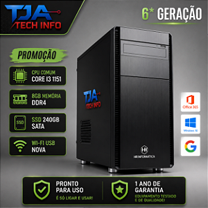 Computador Intel Core i3 6ª Geração 8GB RAM SSD 240GB Wi-Fi Windows 10