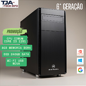 CPU Intel i3 6ª Geração  8GB DDR4  SSD 240GB  Wi-Fi  1151  NOVA na Caixa! 🆕💻