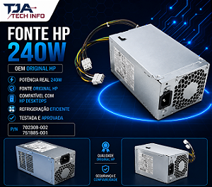 Fonte HP EliteDesk 800 G1 SFF 240W Original | P/N 702308-002 751885-001 TJA Tech Info