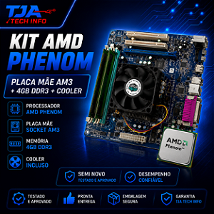 Kit AMD Phenom Placa Mãe AM3 4GB DDR3 Cooler Semi Novo Testado