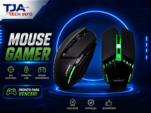 Mouse Gamer USB com DPI Ajustável LED Plug and Play para PC e Notebook