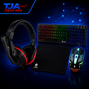 KIT GAMER 3 EM 1 - TECLADO ILUMINADO + MOUSE DPI AJUSTÁVEL + HEADSET COM MIC