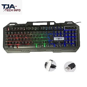Teclado Gamer LED Rainbow ABNT2 USB Anti-Ghosting Para PC e Console