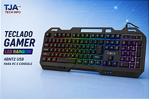 Teclado Gamer LED Rainbow USB ABNT2 | Anti-Ghosting para PC e Console