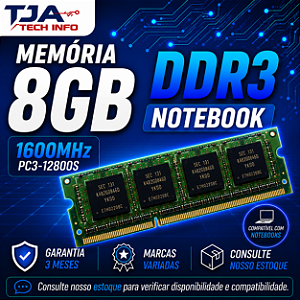 Memória Notebook DDR3 8GB 1600MHz PC3-12800S SO-DIMM