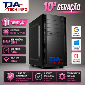 Computador Intel Core i5 10ª Geração 8GB DDR4 SSD 240GB Wi-Fi USB Windows 10 Novo