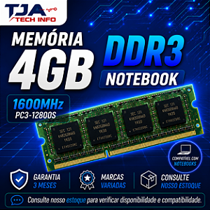 Memória Notebook DDR3 4GB 1600MHz PC3-12800S SO-DIMM