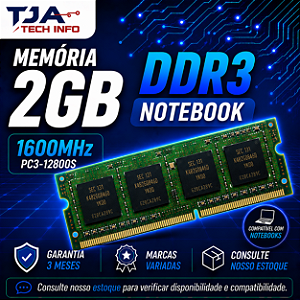 Memória Notebook DDR3 2GB 1600MHz PC3-12800S SO-DIMM