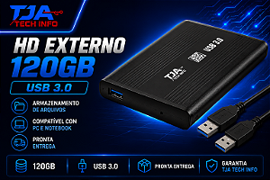 HD Externo 120GB USB 3.0 Novo | Ideal para Backup, PC, Notebook e Games